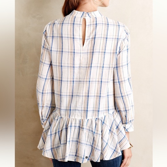 Anthropologie Maeve Sava Swing Top Plaid Neutral Motif Size 12 - Picture 4 of 10